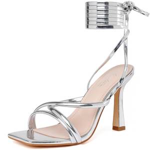 lot 6253 image: Mostrin Silver Strappy Heels Womens Size 7