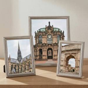 lot 7599 image: Wonderjune 3-Pack Silver Metal Picture Frames 4x6 5x7 8x10