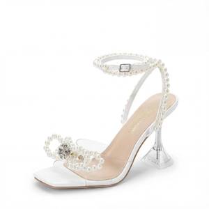 lot 7614 image: Dream Pairs Stiletto Bow Heels Womens Size 9.5 White