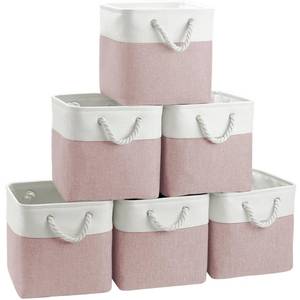 lot 7616 image: FinishingBo 11 Inch Cube Storage Bin with Handles 6-Pack