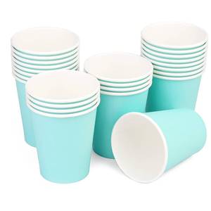 lot 8151 image: BALDCC 8 oz Disposable Paper Cups, Light Blue, 25 Pack