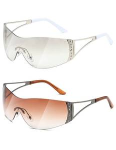 lot 8154 image: TIANYESY Y2K Sunglasses Silver Gradient Lens