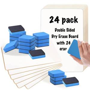 lot 9706 image: 24 Pack Dry Erase Board,9x12 Double-Sided White Board with 24 Erasers
