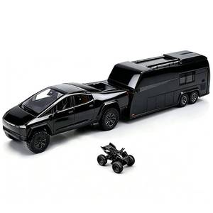lot 9711 image: RCOOS Alloy Toy Truck Set with Trailer and ATV Toy Race Car with Sound Light Effect RV Set Pull Back Car for Kid Ideal Gift Age 3 Metal Vehicle Pikcup Truck