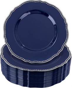 lot 9725 image: Hioasis 60pcs Blue Plastic Plates 7 Inch