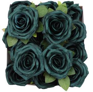 lot 9736 image: NEVISI Roses Artificial Flowers Artificial Roses Fake Rose Silk Rose Fake Flowers with Stems for DIY Wedding Bouquets Party Tables Centerpieces Floral Arrangements (16, Emerald Green)