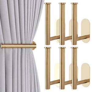 lot 9738 image: Groleca Adhesive Curtain Holdbacks No Drill Curtain Tiebacks, 6 Pack, Gold