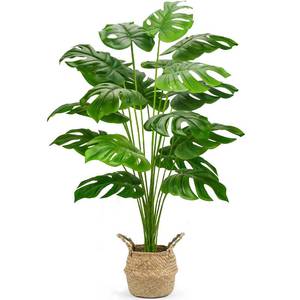 lot 9747 image: Der Rose 44 Tall Fake Plants, Artificial Tree in Round Basket Home Decor