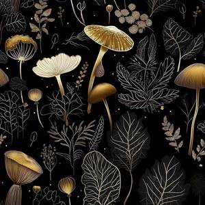 lot 9762 image: Laatse Dark Mushroom Wallpaper Peel and Stick 17.5 x 787,Black Gold