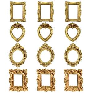 lot 10029 image: hongliang 12PCS Vintage Gold Mini Picture Frames,Resin Antique Baroque Miniature Photo Frames,Tiny Craft Display Frames for Shadow Box,DIY Decor,Wedding,Christmas & Holiday Decoration