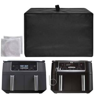 lot 10037 image: Air Fryer Dust Cover, Heat-Resistant Waterproof And Dust-Proof 600D Nylon Material, Compatible For Ninja DZ401DZ550DZ201DZ302DZ071 6-in-1 Dual Zone Smart Air Fryer (black)