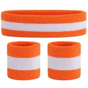 lot 10038 image: ONUPGO Sweatband Set Sports Headband Wrist Striped Sweatbands Terry Cloth Wristband Athletic Exercise Basketball Wrist Sweatband and Headbands Moisture Wicking Sweat Absorbing Head Band