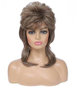 lot 10039 image: Cariniss 80s Mullet Wig for Women, Shoulder Length Layered Shag Synthetic Wig, Natural Looking Heat Resistant Fiber for Daily Wear (Light Brown)