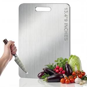 lot 10045 image: Titanium Cutting Board - 100% Pure Titanium Cutting Boards, Food-Grade, Non-Slip Surface, Dishwasher Safe, for Elegant Serving Tray for Kitchen, Charcuterie, Meat, Vegetables, Easy Clean, 13.4x9