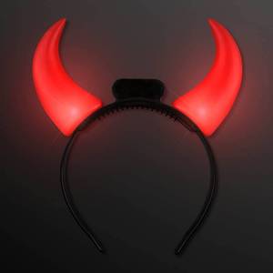 lot 10396 image: FlashingBlinkyLights Large Red Devil Horns Light Up Headbands