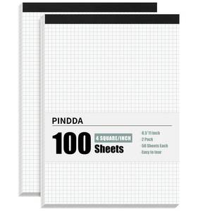 lot 10400 image: Graph Paper Notebook, 2 Pack, 8.5 x 11 Grid Paper, 4x4 Graph Ruled