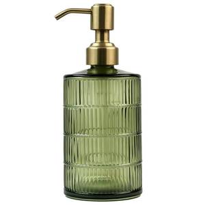 lot 10408 image: Glass Soap Dispenser Hand Soap Dispenser 12.7 oz Refillable with Gold Stainless Steel Pump for Bathroom Kitchen Countertop(Green)