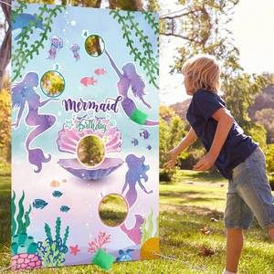 lot 10441 image: Mermaid Party Supplies Mermaid Toss Games with 3 Bean Bags for Boys Girls