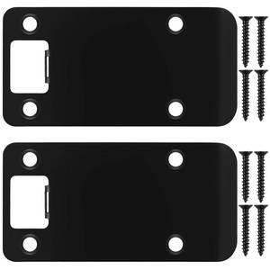 lot 10456 image: Otoolling 2 Pack Extended Strike Plate Round Corner,4.5 X 2.25 Inch,Black