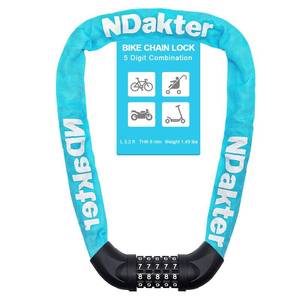 lot 10457 image: NDakter Bike Chain Lock, 5 Digit Combination Heavy Duty Anti Theft Bicycle Chain Lock,2.623.24.2756Ft Long Security Resettable Bike Locks for Bike, Bicycle, Scooter, Door, Gate, Fence-46mm Thick