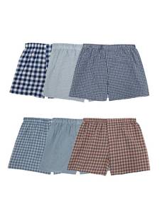lot 10470 image: Fruit of the Loom Mens Tag Free Woven Boxer Shorts, Relaxed Fit, Moisture Wicking, Assorted Gingham Stripe - Large