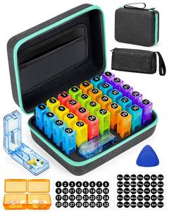 lot 10489 image: YONLOG Monthly Pill Organizer 23 Times a Day, with Portable Hard Shell, Pill Cutter, 31-Day Box, Plastic Opening Pick, Monthly & Weekly Stickers, Medication Management (Green, 2 Times a Day)