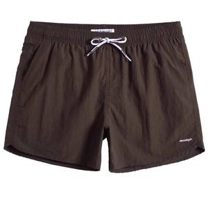 lot 10495 image: maamgic Mens Swim Trunks 5 with Mesh Lining Quick Dry Bathing Suits for Men Swim Shorts Swimwear Nylon Dark Brown Large