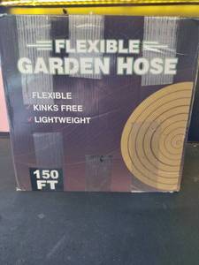 lot 11013 image: 150 FT Flexible Garden Hose Kink-Free Lightweight Woven Black and Green