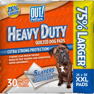 lot 11015 image: OUT Heavy Duty XXL Dog Pads 26 x 30 in 30-Pack