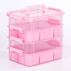 lot 11016 image: CraftGenes 4-Tier 10 Qt Storage Organizer, Pink
