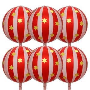 lot 12624 image: Red and Pink Striped Foil Balloons 22 Inch 6 Pack