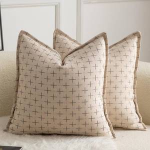 lot 12631 image: Mandioo Burlap Linen Throw Pillow Covers 20x20 Inch (Pack of 2)