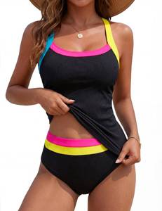 lot 12634 image: BMJL Womens Tankini Swimsuit Tummy Control L Black