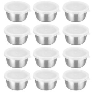 lot 12652 image: RUIFYRAY Stainless Steel Condiment Cups with Lids, 1.8oz, 12 Sets
