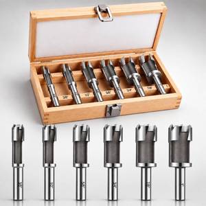 lot 12686 image: 6 Pc Deep Wood Plug Cutter Set