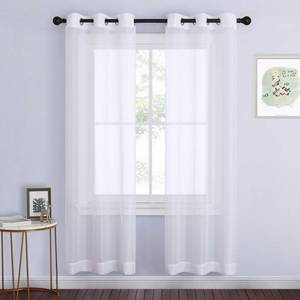 lot 12696 image: NICETOWN White Sheer Curtains 72 Long Silver Eyelet 2 Panels