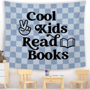 lot 12702 image: Checkered Reading Wall Tapestry 50x60in