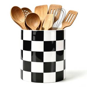 lot 13259 image: SWIND Checkered Ceramic Kitchen Utensil Holder