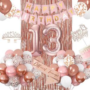 lot 13268 image: 13th Birthday Decoration Party Set Rose Gold