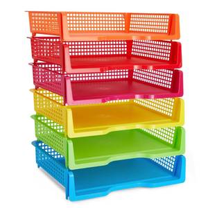 lot 13280 image: Bright Creations Stackable Paper Trays 6-Pack Rainbow