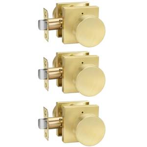 lot 13296 image: Goldenwarm Brushed Gold Door Knobs Interior, 3 Pack  Retail $100.99