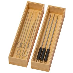 lot 13300 image: Lixple Bamboo Kitchen Drawer Organizer, 2 Pack