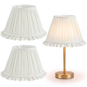 lot 13309 image: VIHOSE Pleated Lamp Shades 10 x 7 Inch Beige 2-Pack