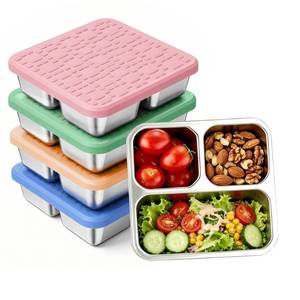lot 14026 image: 4 Pack Stainless Steel Snack Containers