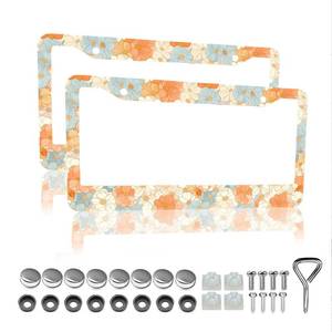 lot 14036 image: TIPIPARK Floral License Plate Frame 2-Pack