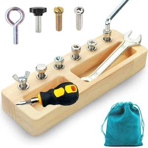 lot 14040 image: Yowlieu Kids Montessori Screwdriver Board Set, 14 Pcs