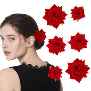 lot 14063 image: Esitrormi Red Rose Hair Clips Set of 6