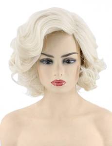 lot 14086 image: Topcosplay Platinum Blonde Short Curly Wig