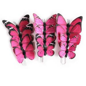 lot 14089 image: 12 Pack 3D Butterfly Stakes Decor - Pink