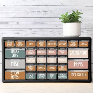 lot 14100 image: Frienda 84-Piece Classroom Toolbox Labels, Morandi Colors